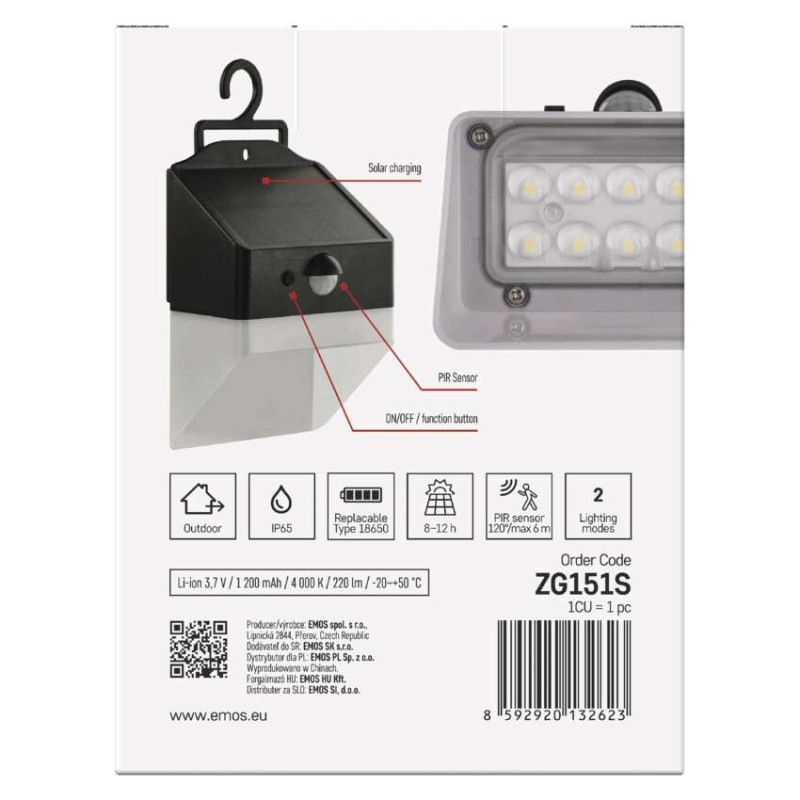 LED solárne svietidlo LUNIS so senzorom pohybu, neutrálna biela 13