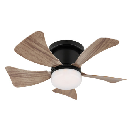 Stropný ventilátor, kov čierny matný, plast imitácia tmavého dreva/biely, stmievateľný, niekoľko úro 5