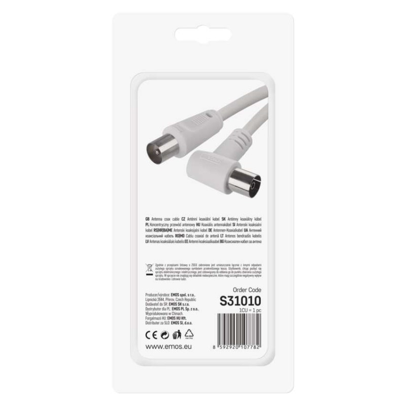 Anténny koaxiálny kábel tienený 10m – uhlová vidlica 2