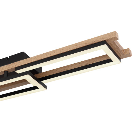 Stropné svietidlo, kov čierny, MDF vzhľad dreva, plast biely, stmievateľné, viackrokové ovládanie ce 17