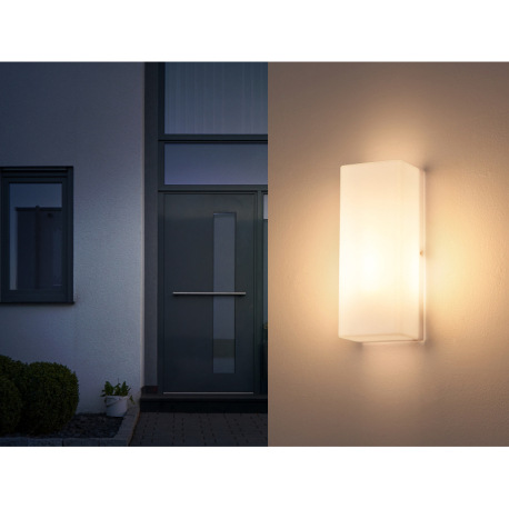 Vonkajšie svietidlo, matný biely plast, IP44, ŠxV: 250x100mm, H: 80mm, bez žiarovky 1x E27 LED, max. 2