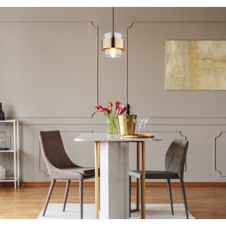 Závesné svietidlo, kov čierny matný, sklo, mosadz, ø: 180mm, V: 1200mm, bez žiarovky 1x E27, max. 60 1