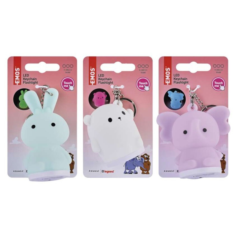 LED silikónová kľúčenka – zvieratká, 12 ks, display box 5