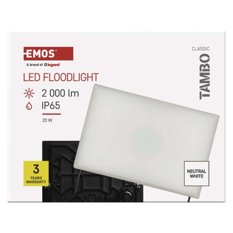 LED reflektor TAMBO, 20 W, 2000 lm, IP65, čierny 12