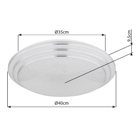 Stropné svietidlo, kov biely, akryl biely, stmievateľné, fixácia farby, pamäťová funkcia, diaľ.ovlád 10