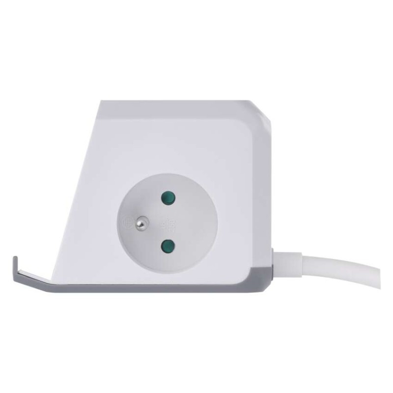 Predlžovací kábel - kocka 2 m / 2 zásuvky / biely / 2×USB-A + 1×USB-C+Qi / 1,5 mm2 6