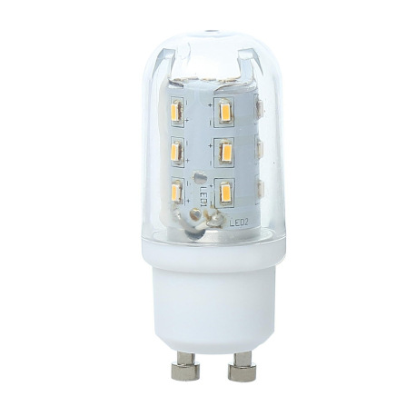 LED žiarovka, plast biely, sklo priehľadné, Mini, Ø25, V:61, 1xGU10 LED 4W 230V, 400lm, 3000K.