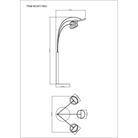 Stojacia lampa, kov čierny matný, hliník sivý tmavý, plast biely, plastové kryštály číre, dotykové z 8