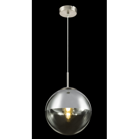Závesné svietidlo, kov nikel matný, sklo priehľadné chróm, Ø250, V:1200, bez žiarovky 1xE27, max. 40 11