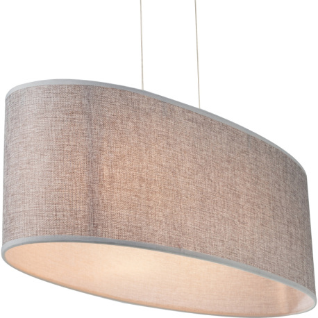 Závesné svietidlo, kov nikel matný, plast, textil sivý, akryl satinovaný, výška tienidla 20 cm, DxŠx 9
