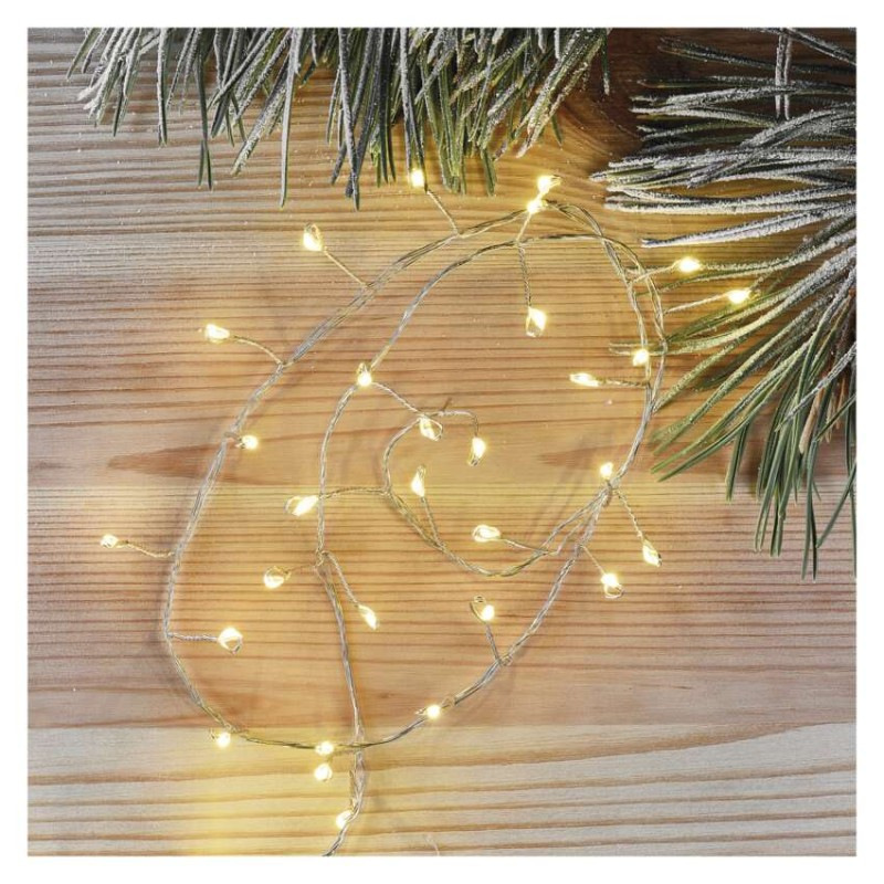 LED vianočná nano reťaz – ježko, 2,4 m, 3x AA, vnútorná, teplá biela, časovač 4