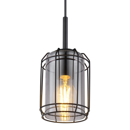 Závesné svietidlo, kov čierny, dymové sklo, Ø130, V:1200, bez žiarovky 1xE27, max. 60W 230V 4