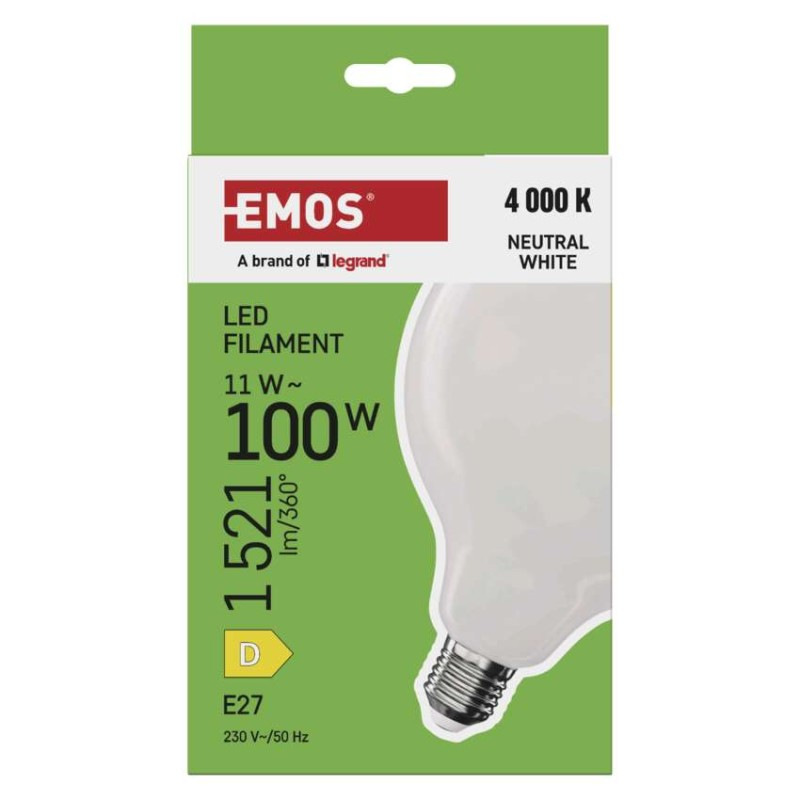 LED žiarovka Filament G125 / E27 / 11 W (100 W) / 1521 lm / Neutrálna biela 4