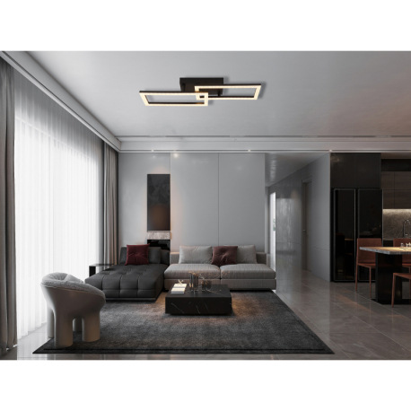 Stropné svietidlo, kov čierny, plast čierny matný, plastové krištále číre, polohovateľné, DxŠxV: 615 1