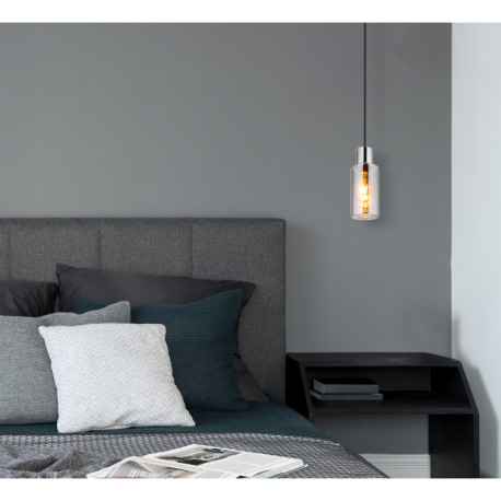 Závesné svietidlo, kov čierny, sklo dymovej farby, kábel PVC čierny, možnosť skrátenia výšky, ø: 100 1