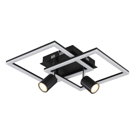 Stropné svietidlo kov čierny matný, plast biely, prepínanie funkcií nástenným vypínačom, DxŠxV: 420x 15