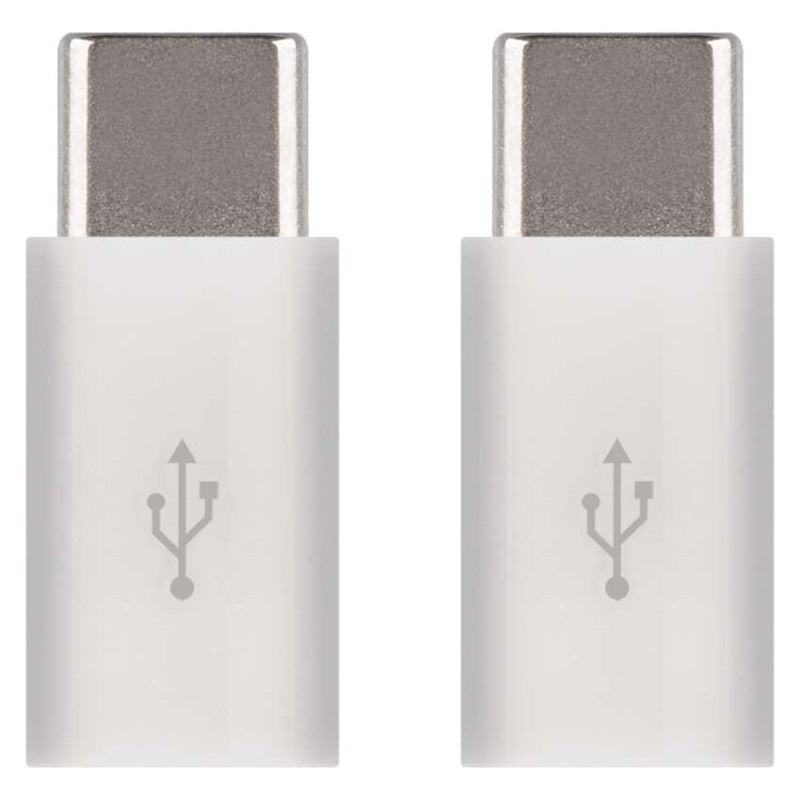 Adaptér micro USB-B 2.0 / USB-C 2.0, biely, 2 ks