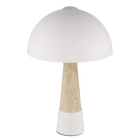 Stolová lampa, kov, piesková matná, imitácia travertínu, čierny PVC kábel, kolískový vypínač na kábl 14