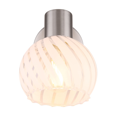 Nástenné svietidlo, nikel, sklo priehľadné biele, vypínač, ŠxV: 130x150, H: 156, bez žiarovky 1xE27, 15