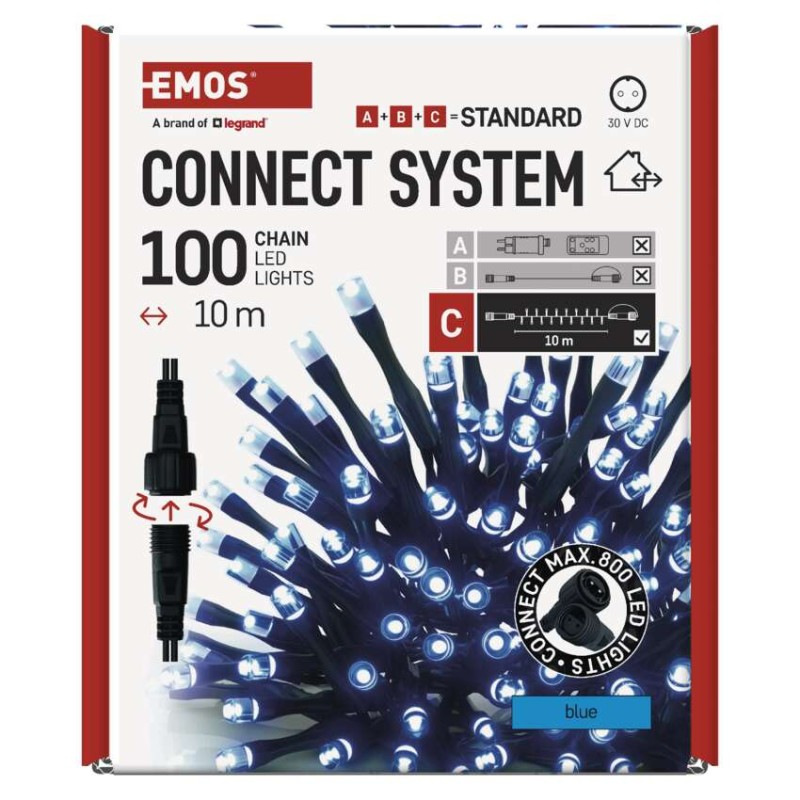 Standard LED spojovacia vianočná reťaz, 10 m, vonkajšia aj vnútorná, modrá 10