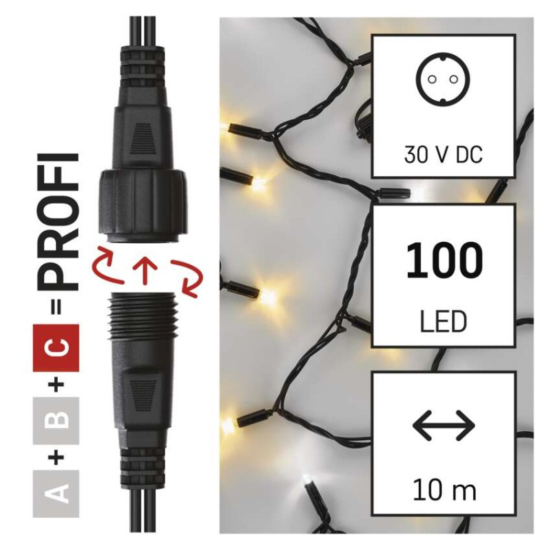 Profi LED spojovacia reťaz preblikávajúca, 10 m, vonkajšia, teplá/studená biela 1