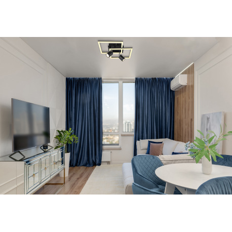 Stropné svietidlo kov čierny matný, plast biely, prepínanie funkcií nástenným vypínačom, DxŠxV: 420x 9