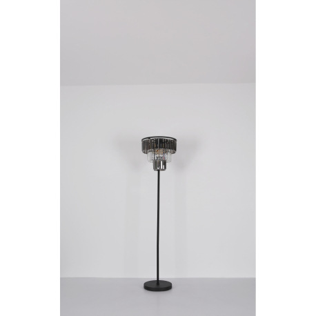 Stropné svietidlo, kov čierny, sklenené krištále dymové, číre, ø: 400mm, V: 330mm, bez žiaroviek 3xE 14