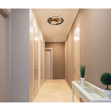 Stropné svietidlo, kov vzhľad dreva, hliník čierny matný, akryl satinovaný, silikón biely, ø: 345 mm 1