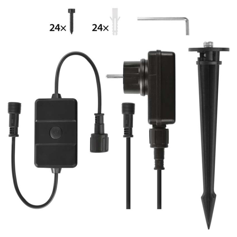 GoSmart vonkajší LED reflektor, štartovacia sada, 3 diely, 14 W, RGBIC stmievateľný, WiFi 11