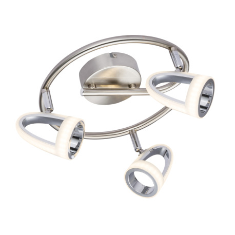 Stropné svietidlo, kov, nikel, chróm, satinovaný plast, Ø: 250, V: 165, vrátane 3xLED 5W 230V, 310lm 5