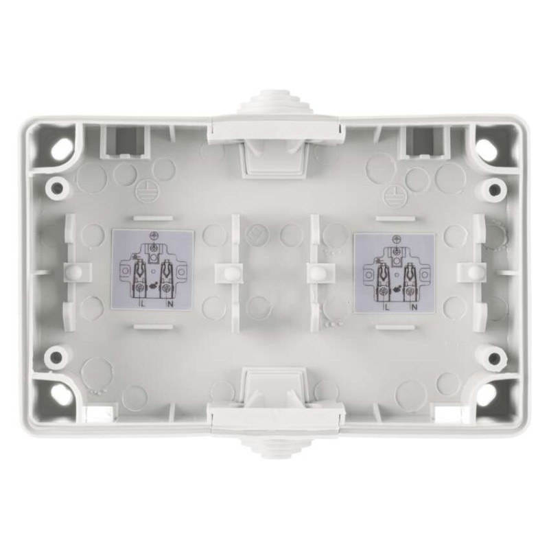 Zásuvka nástenná dvojitá, biela, IP44 6