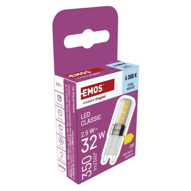 LED žiarovka Classic JC / G9 / 2,5 W (32 W) / 350 lm / Studená biela 9
