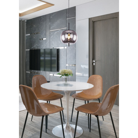 Závesné svietidlo, čierny kov, dymové sklo, Ø 300, V: 1200, bez žiarovky 1xE27, max. 60W 230V 6