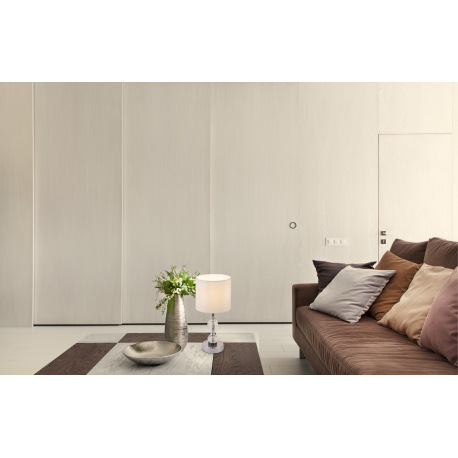 Stolová lampa, kov chróm, textil biely, kryštálové sklo priehľadné, vypínač, Ø210, V:470, bez žiarov 1