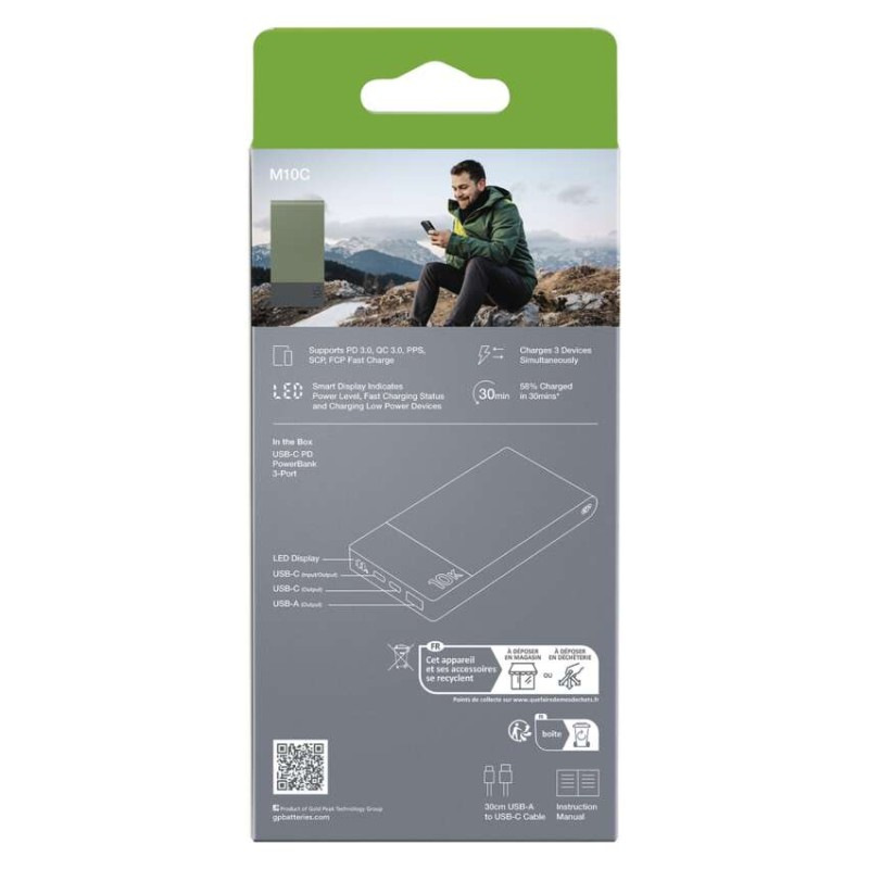 Power bank GP M2+ Series, 10 000 mAh, 22,5 W, zelená 4