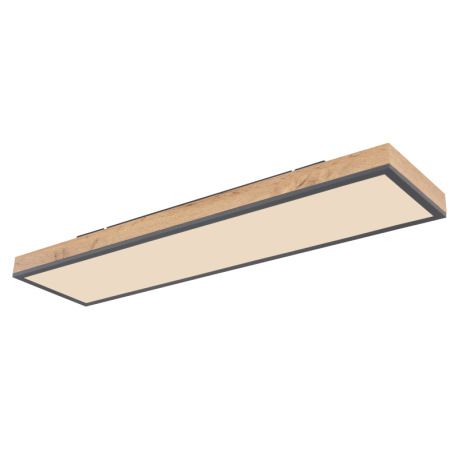 Stropné svietidlo, hliník grafit, MDF imitácia dreva, akryl biely, stmievateľné, niekoľko úrovní pom