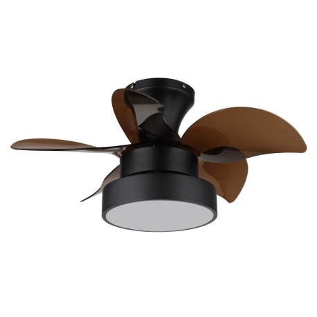Stropný ventilátor, matný čierny kov, hnedý/biely plast, viacero rýchlostí pomocou nástenného vypína 3