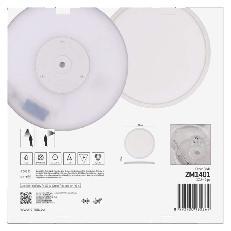 LED prisadené svietidlo FLORI okrúhle, biele, 22W, neutrálna biela 14