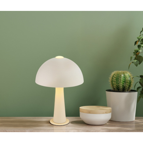 Stolná lampa z kovu v matnej pieskovej farbe, kábel z čierneho PVC, kolískový vypínač na kábli, ø: 2 2