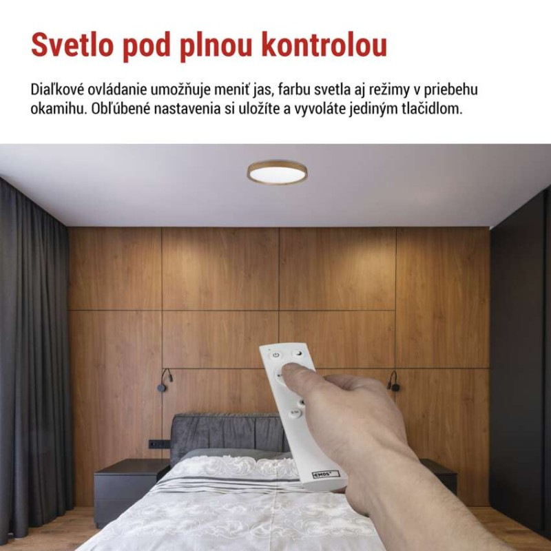 LED nástenné svietidlo ILVI, kruhové 30 W, stmievanie + CCT, drevo 5