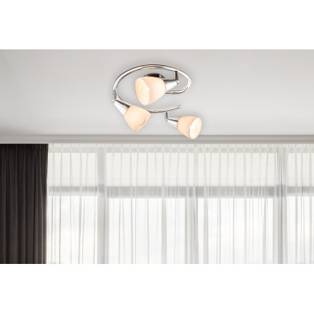 Stropné svietidlo, chróm, sklo biele, Ø 250, V: 150, bez žiaroviek 3xE14, max. 40W 230V. 4