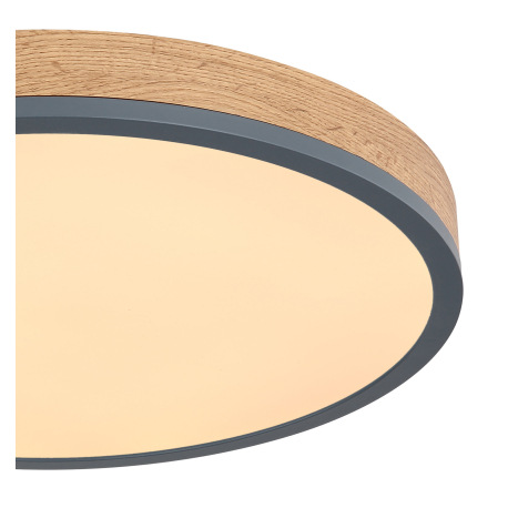 Stropné svietidlo, kov grafit, MDF vzhľad dreva, plast biely, ø: 450mm, V:85mm, vrátane LED 24W 230V 13
