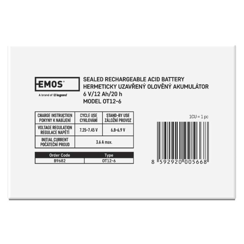 Bezúdržbový olovený akumulátor 6 V/12 Ah, faston 4,7 mm 3