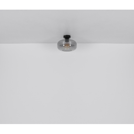 Závesné svietidlo kov čierny matný, dymové sklo, možnosť nastavenia výšky, ø: 280 mm, V: 1200 mm, be 15