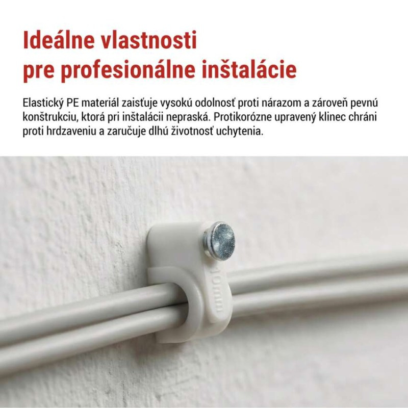 Káblová príchytka 10 mm, biela, 50 ks 1