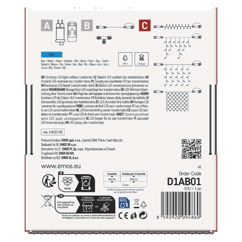 Standard LED spojovacia vianočná reťaz, 10 m, vonkajšia aj vnútorná, modrá 11