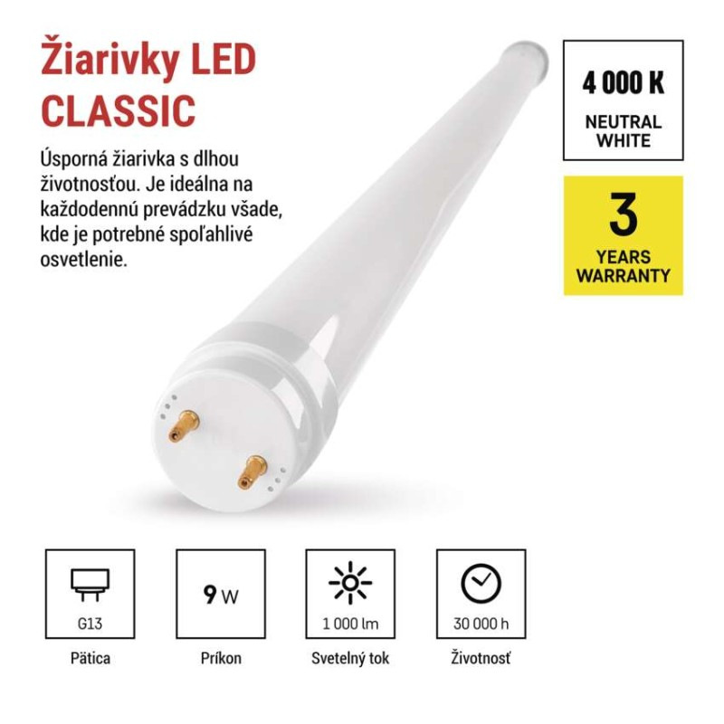 LED trubica T8 9 W 60 cm neutrálna biela 2