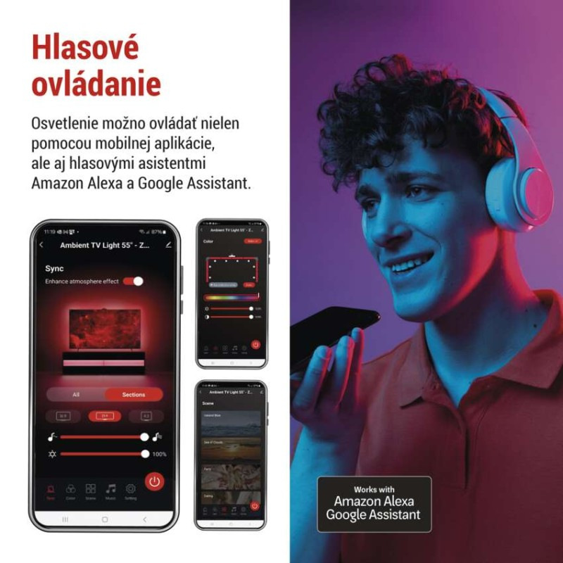 GoSmart Ambientné LED RGB osvetlenie za TV 55“ (139 cm) 3