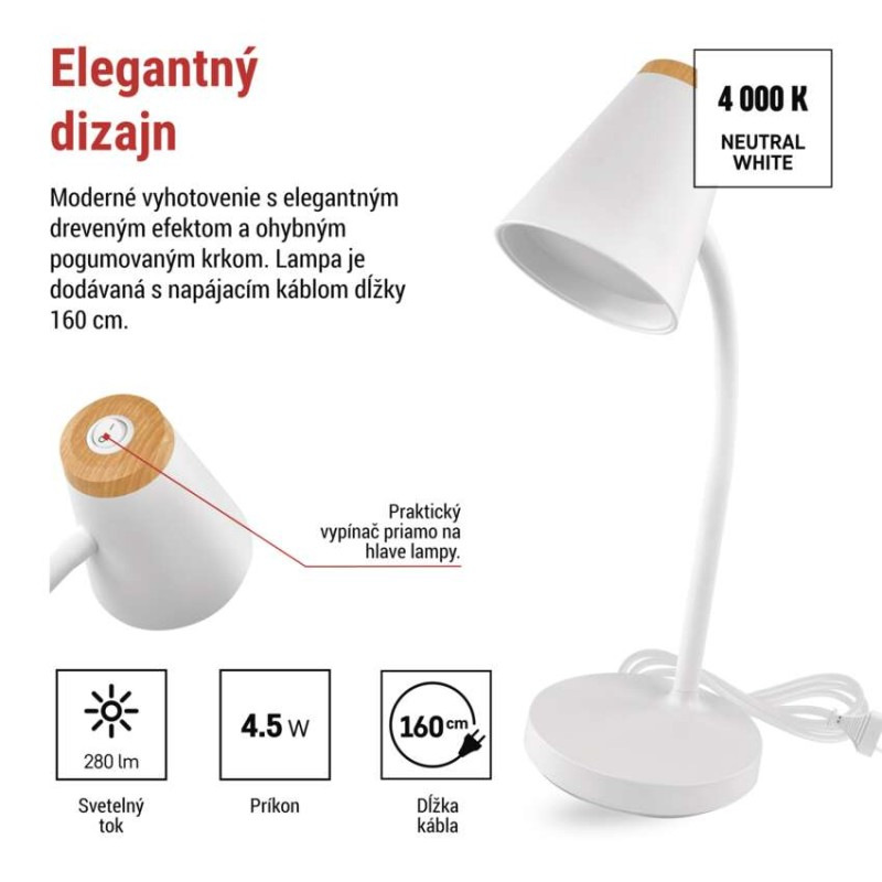 LED stolná lampa TARA, biela 4