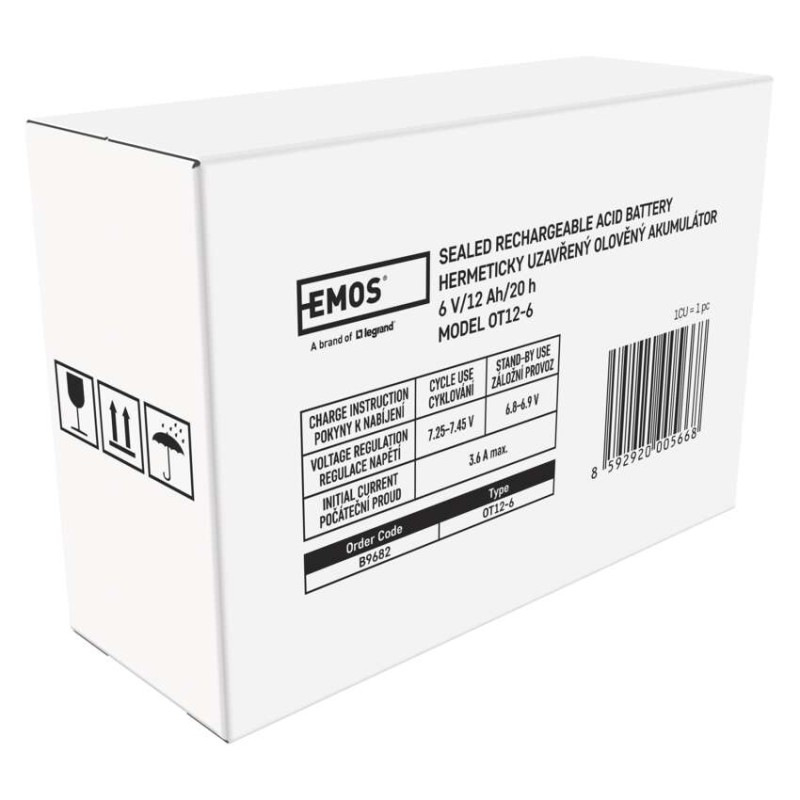 Bezúdržbový olovený akumulátor 6 V/12 Ah, faston 4,7 mm 6